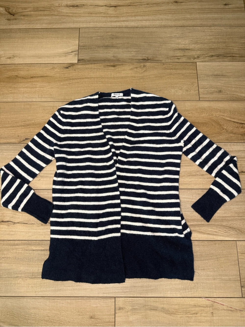 Madewell Navy White Striped Open Front Cardigan Sweater Small Coastal Preppy